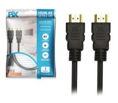 Kit 4 pçs - cabo hdmi 1 metro - 2.0mhz 4k 19 pinos - pix