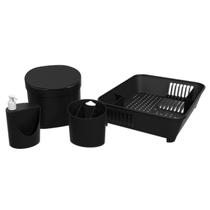 Kit 4 Pçs Cozinha Lixeira 2,5L Escorredor Louças Talheres Dispenser Detergente - PT 99256 Coza Kit 4 Pçs Cozinha Lixeira 2,5L Escorredor Louças Talheres Dispenser Detergente - PT 99256 Coza