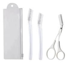 Kit 4 Pçs De Aparar Sobrancelhas 2 Navalha 1 Tesoura E Bolsa Kit 4 Pçs De Aparar Sobrancelhas 2 Navalha 1 Tesoura E Bolsa