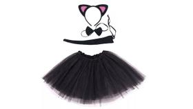 Kit 4 Pçs Gatinha Preta Tiara Gravata Saia Rabo Carnaval Kit 4 Pçs Gatinha Preta Tiara Gravata Saia Rabo Carnaval