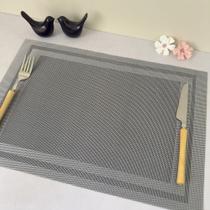 Kit 4 Pçs Jogo Americano Retangular de Mesa Posta Supla Jantar Cozinha Cinza Mod B