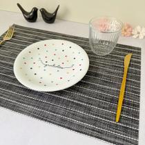 Kit 4 Pçs Lugar Jogo Americano Retangular Listras Mesa Posta Jantar Cozinha Descanso De Prato Cinza