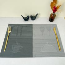 Kit 4 Pçs Lugar Jogo Americano Retangular Mesa Posta Jantar Descanso Prato Talheres Cinza