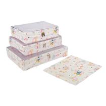 Kit 4 Pçs Organizador de Mala Bebê e Infantil Impermeável com Visor e Zíper