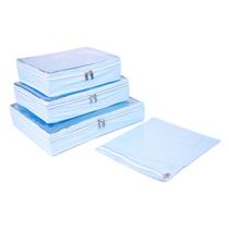 Kit 4 Pçs Organizador de Mala Impermeável com Visor e Zíper