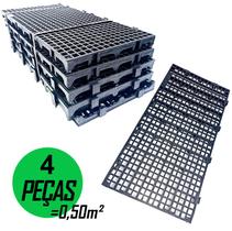 Kit 4 Pçs Pallet Plástico Estrado 2,5 x 25x50 Cm Cor Preto - Piso Multiuso - Pallets