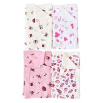 Kit 4 pçs Pano de Boca Bebe Ombro Toalhinha Fralda Babete 100 Algodão 25x30 Menina Baby Deluxe Presente Maternidade Macia Resistente