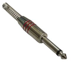 Kit 4 pçs - plug p10 mono - prata e vermelho - com mola