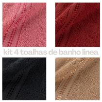 Kit 4 Pçs Toalha de Banho Linea 260g 125x65cm Cores Variadas - CASA COM AMOR