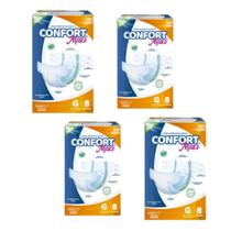 Kit 4 pct Fralda Adulto Confort Maxi G C7 Incontinência Severa Geriátrica