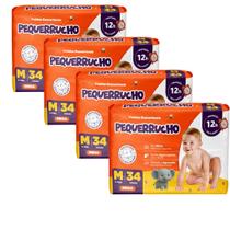 Kit 4 PCT Fralda Descartável Pequerrucho Mega Todos os tamanhos