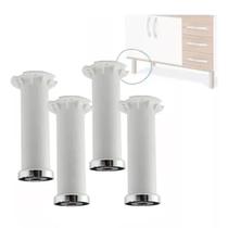 kit 4 PÉ ITATIAIA COM ANEL REGULÁVEL 160MM BRANCO/CROMADO PLÁSTICO