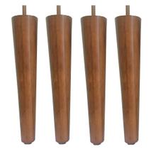 Kit 4 Pé Palito 30Cm Sofá Mesa Amendoa Marrom Claro