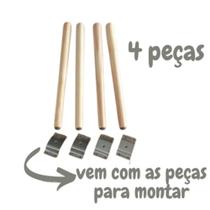 Kit 4 Pé Palito 80cm + Chapinha Metal Inclinada + 16 Parafusos - TorneadosModelo