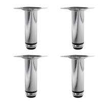 Kit 4 Pé Para Móveis Regulável Redondo Cromado 12cm Aço