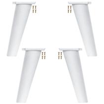 Kit 4 Pé Retrô de Plástico Branco Resistente para Móveis Cômoda Design Clássico e Fácil Instalação