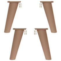 Kit 4 Pé Retrô de Plástico Marrom Resistente para Móveis Cômoda Design Clássico e Fácil Instalação
