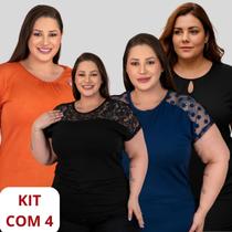 Kit 4 Peça Camiseta Blusinha Viscolycra Plus Size Feminina Ideal Igreja Culto Moda Cristã Evangelica Kit 4 Peça Camiseta Blusinha Viscolycra Plus Size Feminina Ideal Igreja Culto Moda Cristã Evangelica