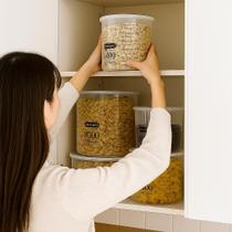 Kit 4 Peça Pote Organiza Guarda Alimento Vasilha Armazena Plástico Arroz Feijão Recipiente Conserva