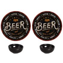 Kit 4 Peças 2 Pratos de Sobremesa Beer Collection C/ 2 Mini Molheiras Alleanza