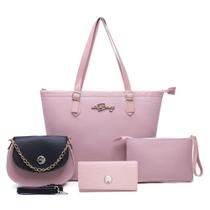 Kit 4 Peças 3 Bolsas Feminina + Carteira Tendência Willibags