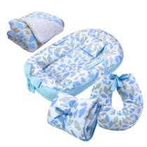 Kit 4 Peças Almofada Amamentação Ninho Redutor Trocador de Fraldas Coberdrom Infantil 100% Algodão