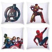 Kit 4 Peças Almofada Quadrada Estilo Avengers Super Heróis