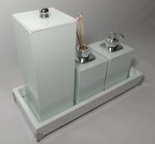 Kit 4 Peças Bandeja, Porta Escova de dente, Sabonete E Difusor