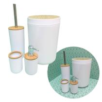 Kit 4 Peças Banheiro Lavabo Jogo Conjunto Bambu Kit 4 Peças Banheiro Lavabo Jogo Conjunto Bambu