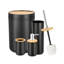 Kit 4 Peças Banheiro Lavabo Jogo Conjunto Bambu Elegante Luxo - Clink