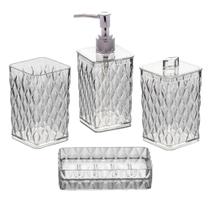 Kit 4 Peças Banheiro Organizador Lavabo Glamour Plasútil Kit 4 Peças Banheiro Organizador Lavabo Glamour Plasútil