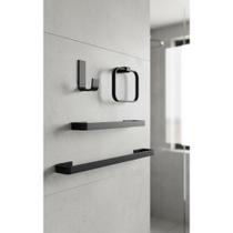 Kit 4 Peças Banheiro Preto Fosco Alumínio Moderno