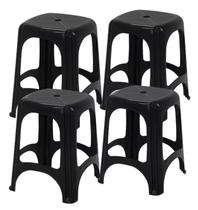 Kit 4 pecas banquetinhas plastico niteroi tramontina cor preto