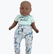 Kit 4 peças - Bebê Menino Dinossauro Body, Camiseta, Calça e Babador - Elian Baby