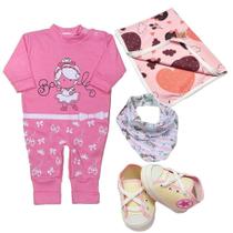 Kit 4 Peças Bebês Macacão Taylor e Bandana Sapatinhos Cueiro Kit 4 Peças Bebês Macacão Taylor e Bandana Sapatinhos Cueiro
