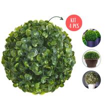 Kit 4 Peças Bolas de Buchinho Artificial Grama Verde 17cm Decoração Festa Planta Enfeite