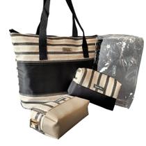 Kit 4 Peças Bolsa Necessaire Praia Organizador de Maquiagem Transparente Feminina Grande