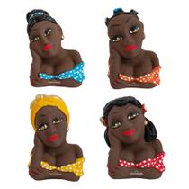 Kit 4 Peças Boneca Namoradeira Africana Decoração Busto Enfeite Janela Sacada - Várias Variedades