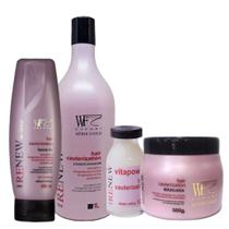 Kit 4 Peças Cabelos Danificado Poroso Ressecado Ponta Dupla Hidratação Reconstrução WF Renew 1.812ml