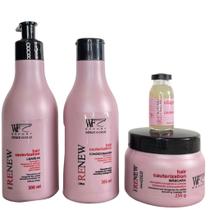 Kit 4 Peças Cabelos Danificado Poroso Ressecado Ponta Dupla Hidratação Reconstrução WF Renew 862ml