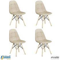 Kit 4 Peças Cadeira Eiffel Botonê PU Base de Madeira DESMONTADA Preta ou Nude - Rivatti