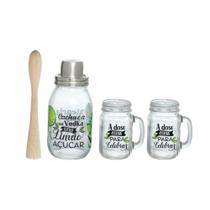 Kit 4 Peças Caipirinha Coqueteleira Completa Vidro Kit 4 Peças Caipirinha Coqueteleira Completa Vidro