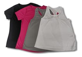 Kit 4 Peças Camiseta + Regata Feminina Dry Fit Fitness