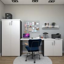 Kit 4 Peças com Escrivaninha, Armário Multiuso Alto, Armário Multiuso Baixo e Prateleira