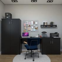 Kit 4 Peças com Escrivaninha, Armário Multiuso Alto, Armário Multiuso Baixo e Prateleira Kit 4 Peças com Escrivaninha, Armário Multiuso Alto, Armário Multiuso Baixo e Prateleira