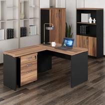 Kit 4 Peças com Mesa para Escritório em L 170cmx150cm, Estante e Gaveteiro Espresso Móveis