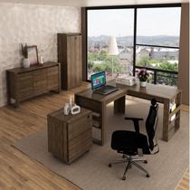 Kit 4 Peças com Mesa para Escritório em L, Gaveteiro, Armário Multiuso e Balcão Kit 4 Peças com Mesa para Escritório em L, Gaveteiro, Armário Multiuso e Balcão