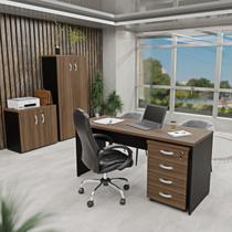 Kit 4 Peças com Mesa para Escritório, Gaveteiro e 2 Armários