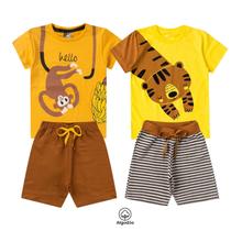 Kit 4 Peças Conjunto Infantil Masculino Roupa Menino Verão Estampa Tigrinho Tigre Macaquinho Macaco Kit 4 Peças Conjunto Infantil Masculino Roupa Menino Verão Estampa Tigrinho Tigre Macaquinho Macaco