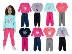 Kit 4 Peças Conjunto Moletom Infantil Menina 1 ao 06 Outono Inverno